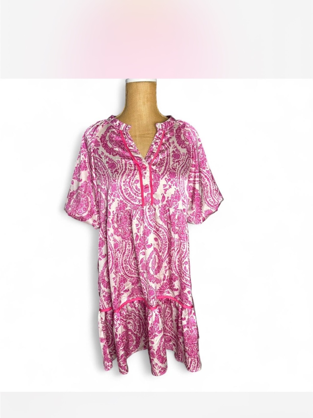 Umgee Pink Paisley Midi Dress